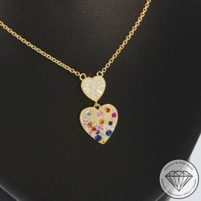 Wert 2090 € Brillant Saphir Collier in 585er 14 K Gelbgold - H1041