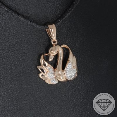 Sale! Wert 750 € Brillant Anhänger Schwan in 585er 14 K Roségold - H887