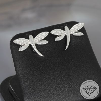 Sale! Wert 950 € Brillant Ohrstecker Libelle in 585er 14 K Weißgold - H892