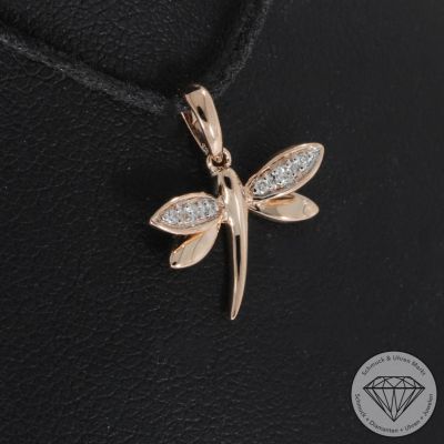 Sale! Wert 550 € Brillant Anhänger Libelle in 585er 14 K Rosegold - H913
