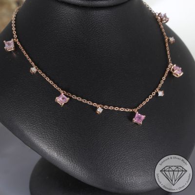 Wert 2090 € Brillant Saphir Collier in 585er 14 K Roségold - H940
