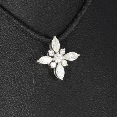 Wert 1650 € Brillant Diamant Anhänger  in 585er 14 K Weißgold - H1847