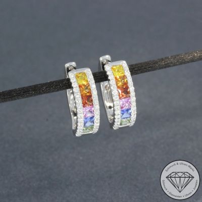 Wert 3090 € Brillant Saphir Creolen in 585er 14 K Weißgold - H1400