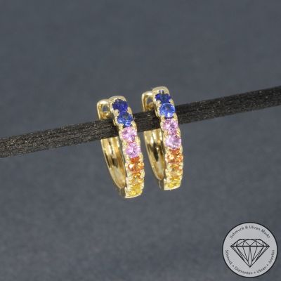 Wert 1080 € Saphir Creolen (0,59 carat) in 585er 14 K Gelbgold - H1317
