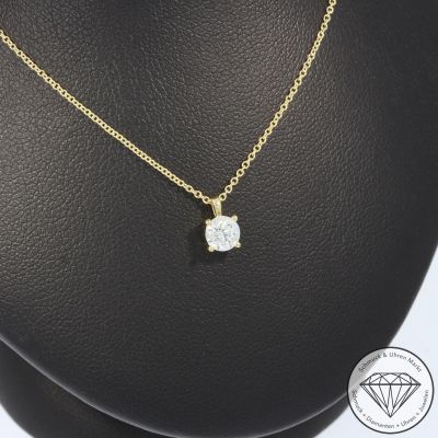 Wert 3190 € Solitär Brillant Anhänger mit Kette (0,40 carat) in 585er 14 K Gelbgold - H1092