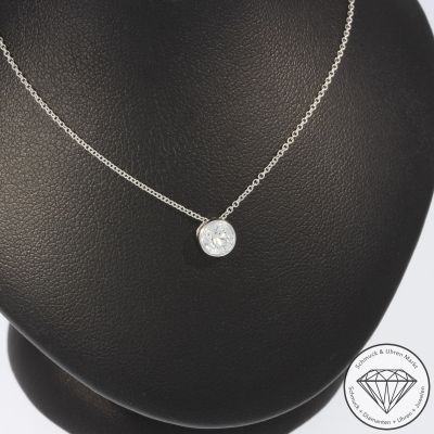 Wert 2750 € Solitär Brillant Anhänger mit Kette (0,40 carat) in 585er 14 K Weißgold - H1071