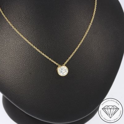 Wert 2750 € Solitär Brillant Anhänger mit Kette (0,40 carat) in 585er 14 K Gelbgold - H1055