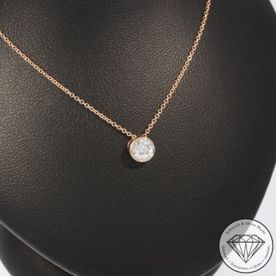 Wert 2750 € Solitär Brillant Anhänger mit Kette (0,40 carat) in 585er 14 K Roségold - H1079