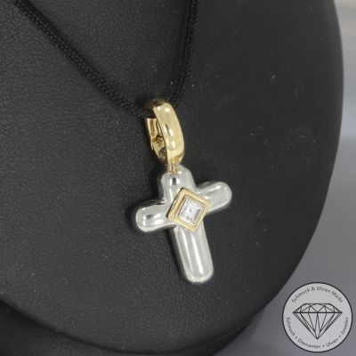 Sale! Wert 3250 € Leo Wittwer Diamant Anhänger Kreuz in 750er 18 K Gold - 97162