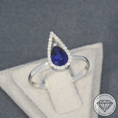 Sale! Wert 1240 € Brillant Saphir Ring in 585er 14 K Weißgold - H1314