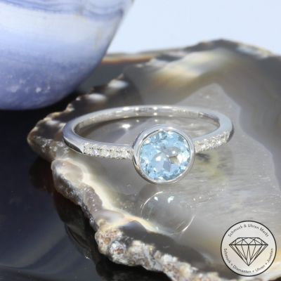 Wert 1750 € Diamant Aquamarin Ring in 585er 14 K Weißgold - 101766