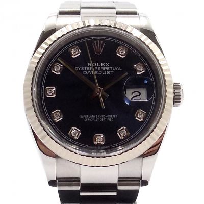 Rolex Datejust Blue Diamond Automatik Uhr 126234 Box Stahl18 K Weiß Gold Diamanten - 98068