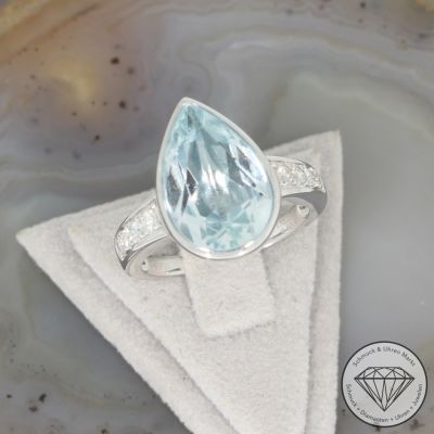 Sale! Wert 4690 € Brillant Aquamarin Ring in 750er 18 K Weißgold - 98193