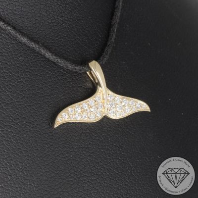 Wert 1400 € Brillant Anhänger Flosse (0,27 carat) in 585er 14 K Gelbgold - H1761