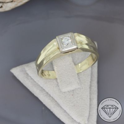 Wert 1990 € Solitär Brillant Ring (ca. 0,15 carat) in 585er 14 K Gelbgold - 98692