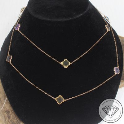 Wert 1740 € Farbedelstein Collier in 750er 18 K Gelbgold - 99168
