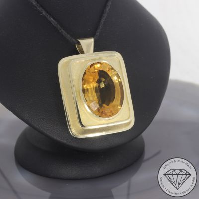 Wert 3500 € Citrin Anhänger & Brosche in 585er 14 K Gelbgold - 99606