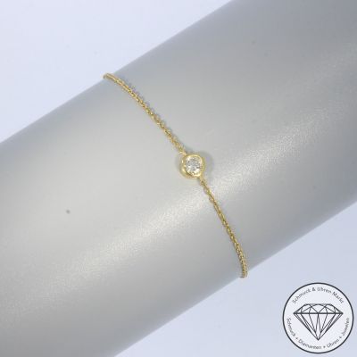 Wert 950 € Solitär Brillant Armband (0,16 carat) in 750er 18 K Gelbgold - 99799