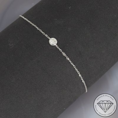Wert 950 € Solitär Brillant Armband (0,17 carat) in 750er 18 K Weißgold - 99801