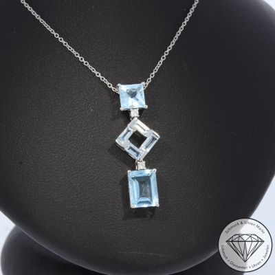 Wert 1090 € Brillant Topas Anhänger & Kette in 750er 18 K Weißgold - 99808