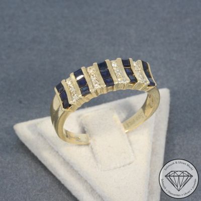 Wert 1720 € Diamant Saphir Ring in 585er 14 K Gelbgold - 99873