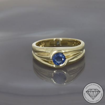 Wert 2400 € Saphir Ring Unisex 585er/14 Karat Gelb Gold Größe 65 – 99876