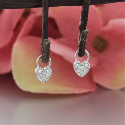 Wert 320 € Brillant Herz Einhänger für Creolen (0,04 carat) in 585er 14 K Weißgold - H768