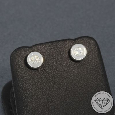Wert 1090 € Solitär Brillant Ohrstecker Ohrringe (0,20 carat) in 750er 18 K Weißgold - H140