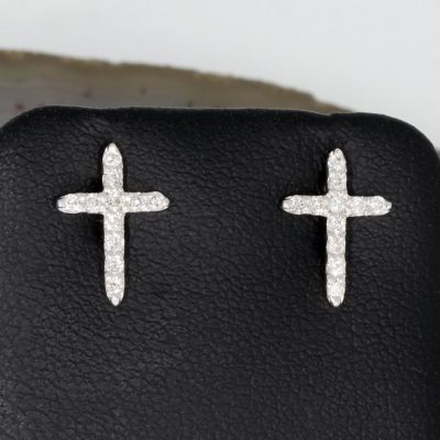 Wert 1550 € Brillant Kreuz Ohrringe (0,18 carat) in 750er 18 K Weißgold - H1425
