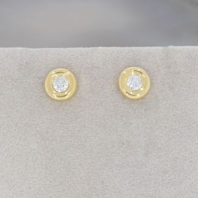 Wert 1590 € Solitär Brillant Ohrstecker Ohrringe (0,30 carat) in 750er 18 K Gelbgold - H145