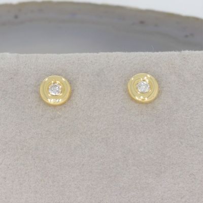Wert 990 € Solitär Brillant Ohrstecker Ohrringe (0,10 carat) in 750er 18 K Gelbgold - H152