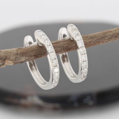 Wert 1890 € Brillant Creolen Ohrringe (0,46 carat) in 750er 18 K Weißgold - H156