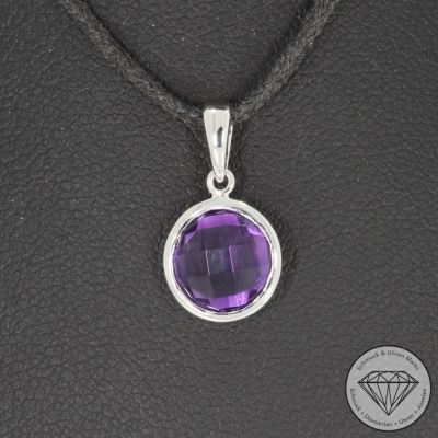 Wert 350 € Amethyst Anhänger (1,95 carat) in 585er 14 K Weißgold - H1640