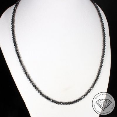 Wert 2600 € schwarze Diamant Kette (ca.20,00 carat) in 585er 14 K Weißgold - H1648