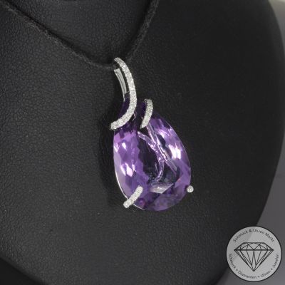 Wert 2290 € Brillant Amethyst Anhänger in 585er 14 K Weißgold - H1785