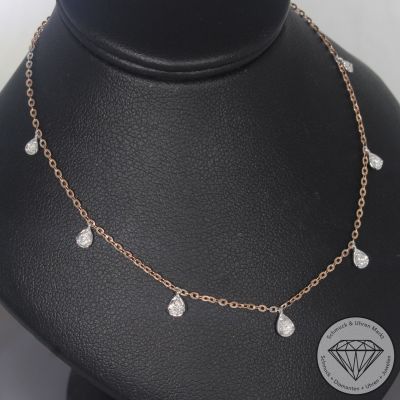 Wert 1790 € Brillant Collier (0,23 carat) in 585er 14 K Roségold & Weißgold - H1788