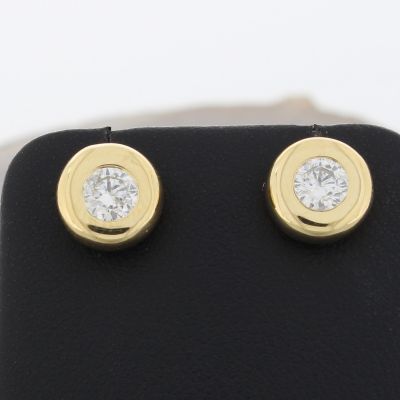 Wert 3150 € Solitär Brillant Ohrstecker (0,50 carat) in 750er 18 K Gelbgold - H185