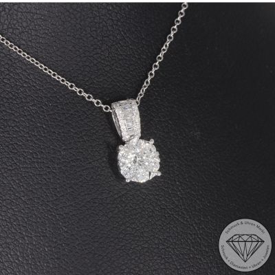 Wert 2490 € Brillant Diamant Anhänger mit Kette in 750er 18 K Weißgold - H1884