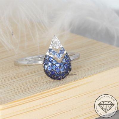 Wert 1850 € Brillant Saphir Ring in 585er 14 K Weißgold - H1955