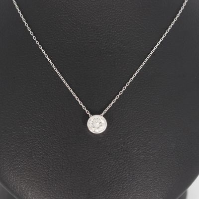 Wert 1990 € Solitär Brillant Anhänger Kette (0,30 carat) in 750er 18 K Weißgold - H212