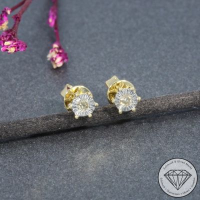 Wert 450 € Solitär Brillant Ohrstecker (0,05 carat) in 417er 10 K Gelbgold - H230