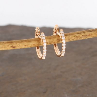 Wert 900 € Brillant Creolen Ohrringe (0,14 carat) in 750er 18 K Rosegold - H234