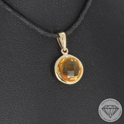Wert 350 € Citrin Anhänger (1,86 carat) in 585er 14 K Gelbgold - H240