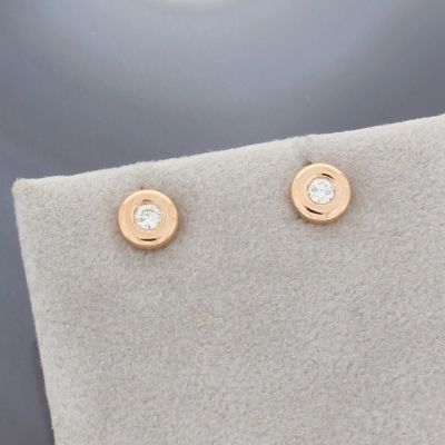 Wert 990 € Solitär Brillant Ohrstecker Ohrringe (0,10 carat) in 750er 18 K Rosegold - H241