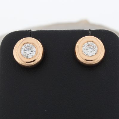 Wert 3150 € Solitär Brillant Ohrstecker (0,50 carat) in 750er 18 K Rosegold - H286