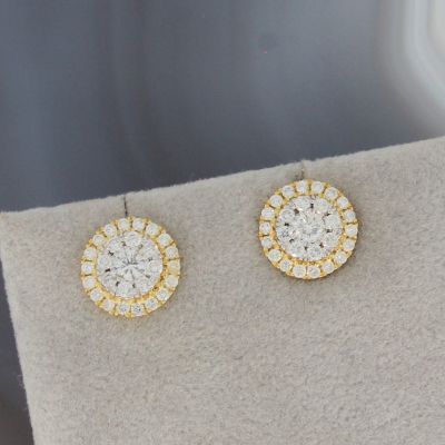 Wert 1720 € Brillant Ohrringe (0,56 carat) in 750er 18 K Gelbgold - H331