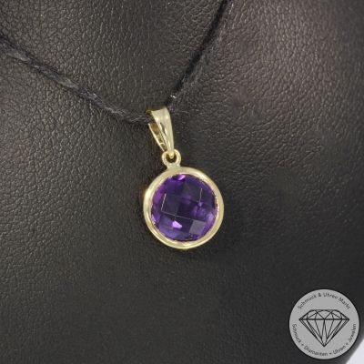 Wert 350 € Amethyst Anhänger in 585er 14 K Gelbgold - H418