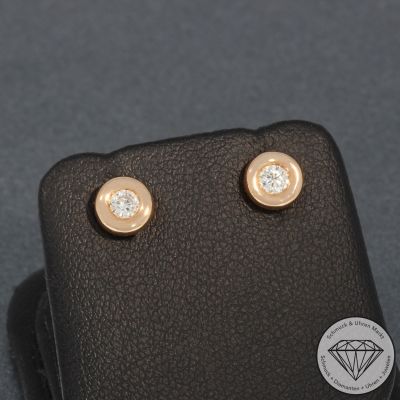 Wert 1090 € Solitär Brillant Ohrstecker Ohrringe (0,20 carat) in 750er 18 K Rosegold - H494