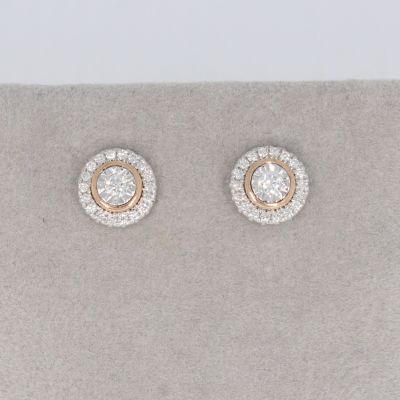 Wert 1350 € Brillant Ohrringe in 585er 14 K Weißgold / Roségold - H573