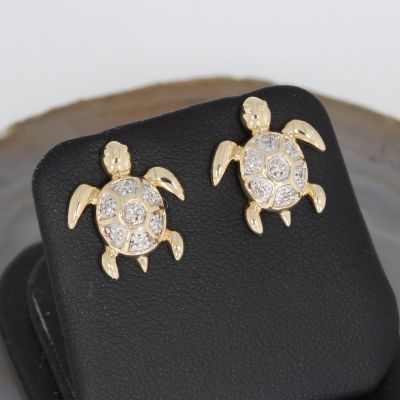 Wert 990 € Brillant Ohrringe Ohrstecker Schildkröte (0,06 carat) in 585er 14 K Gelbgold - H593